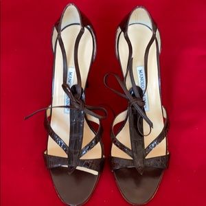Manolo Blahnik Brown Leather Sandals
